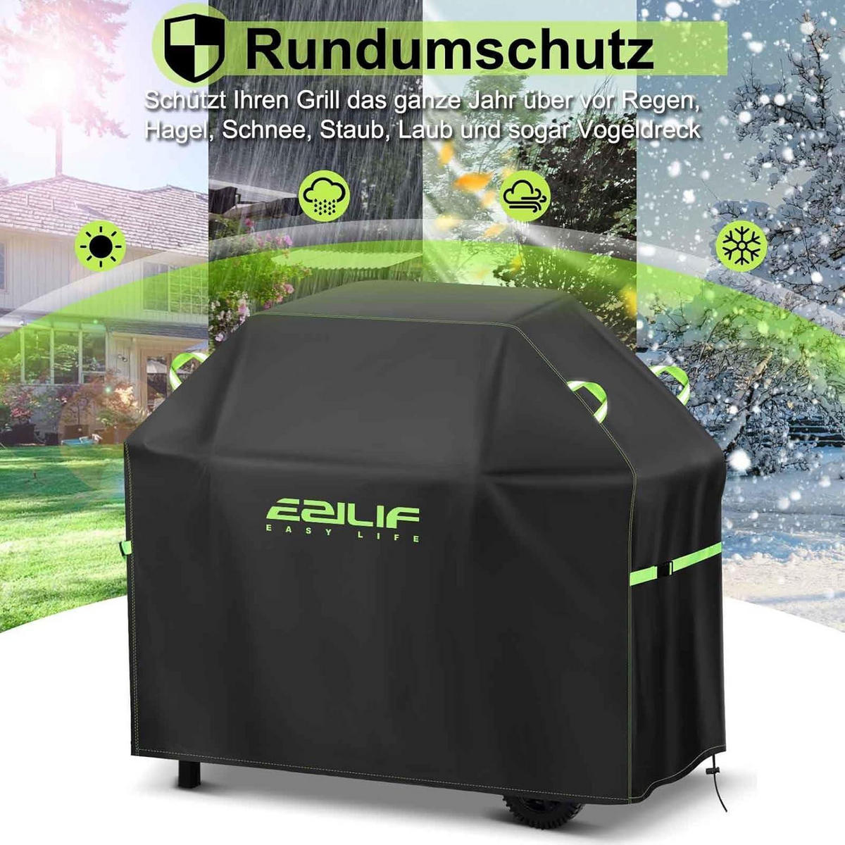 GRILLABDECKUNG 90 x 70 x 110 cm Wetterfest 420D Oxford Wasserdicht - Schwarz, Textil (70/110/90cm)