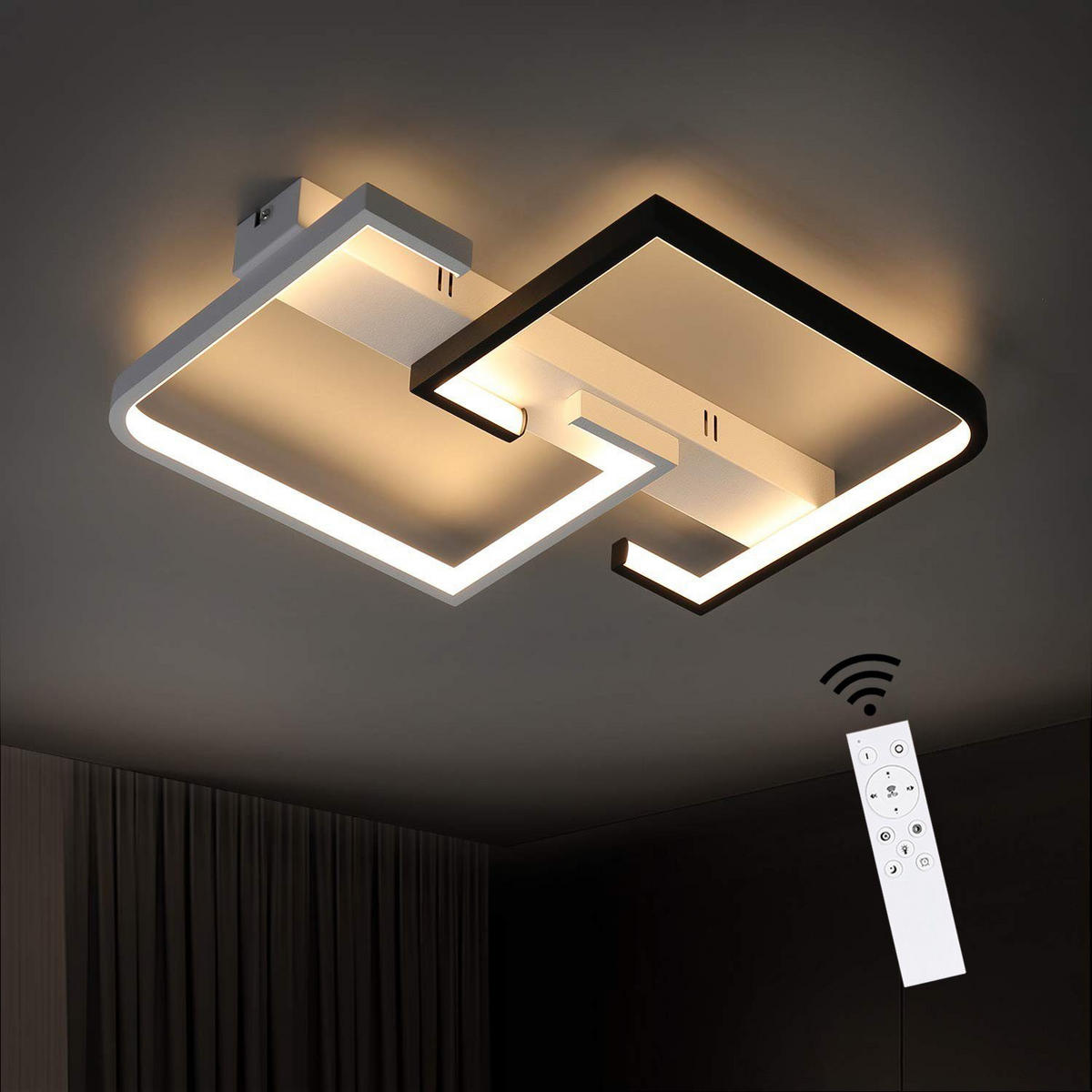 LED-DECKENLEUCHTE Ottilie 41/34/5 cm - Schwarz, Metall (41/34/5cm) - Nettlife