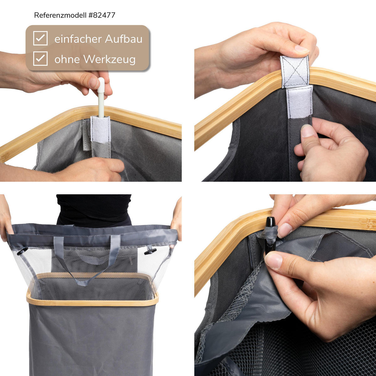 WÄSCHESAMMLER 100 Liter, beige - Beige, Textil (41/73.5/33.5cm) - bremermann