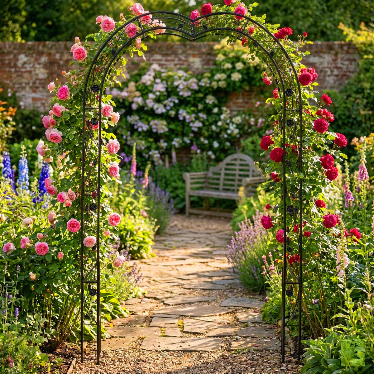 OBLÚK ruží - čierna, kov (150/250/39cm) - Relaxdays