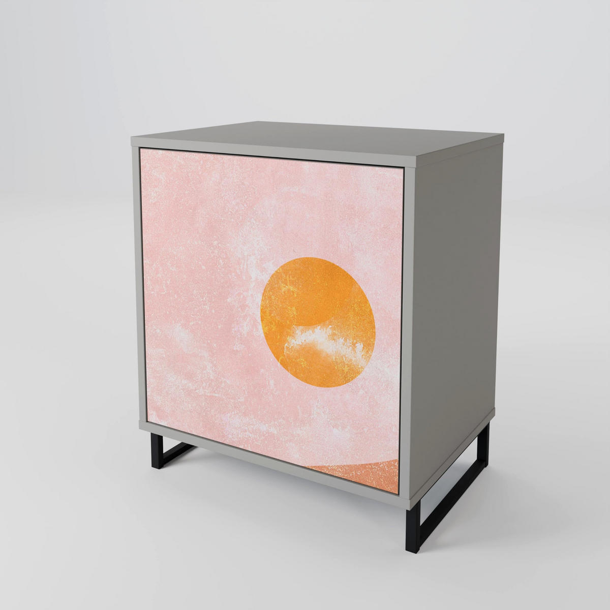 SIDEBOARD LUMINOUS SUNLIGHT, Grau, 57,5x42x77,5 cm, Schräge Buchenholzfüße - Buchefarben/Multicolor, Holzwerkstoff/Buchenholz (57.5/77.5/42cm) - SpaceRebels