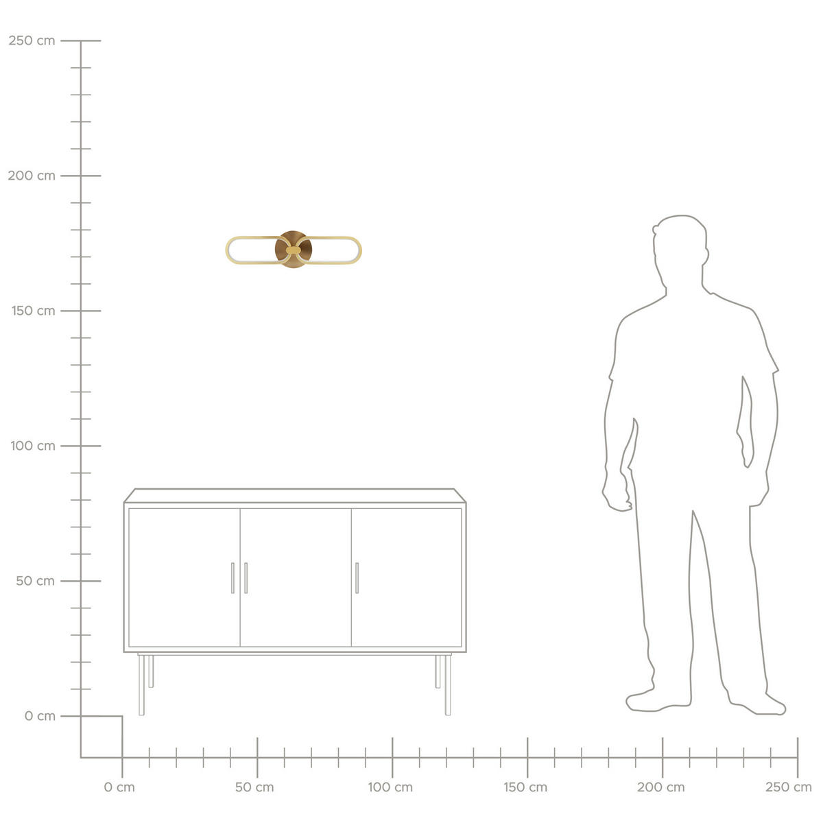 WANDLEUCHTE Krang 50x2x14 cm - Goldfarben, Metall (50/14/2cm) - Beliani