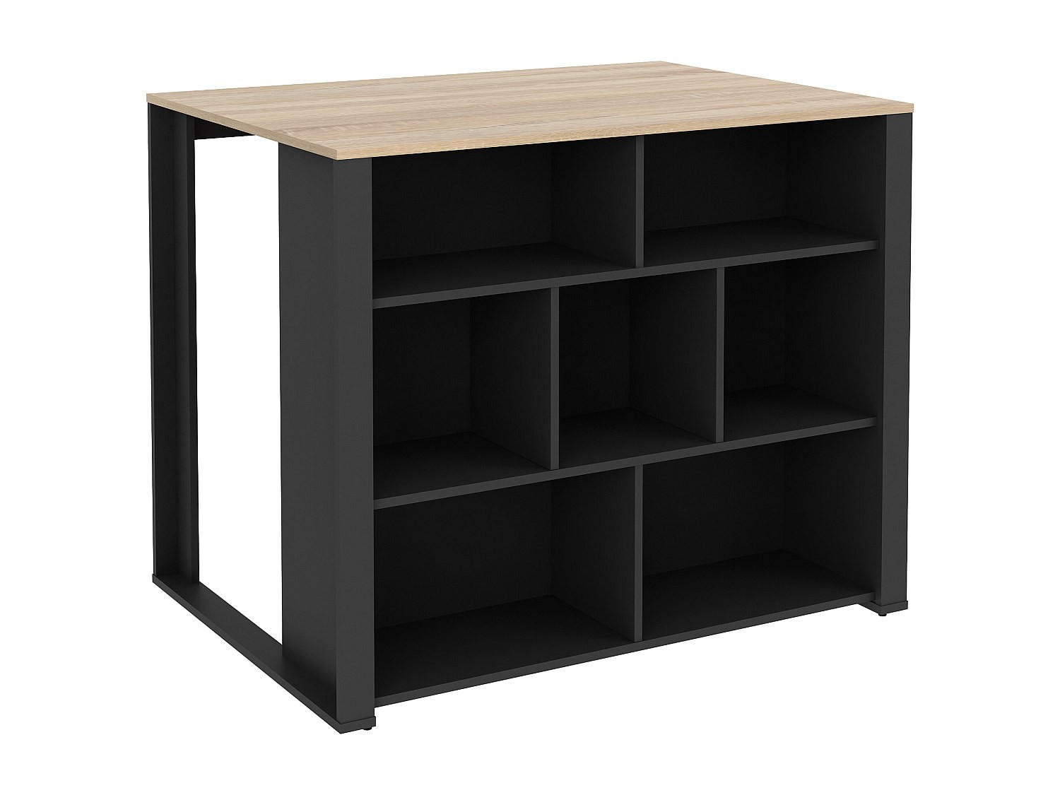 KÜCHENINSEL mit 7 Ablagen - Holzfarben & Anthrazit - OPOLE - Anthrazit, Holz (110.2/90.5/80cm) - Vente-Unique