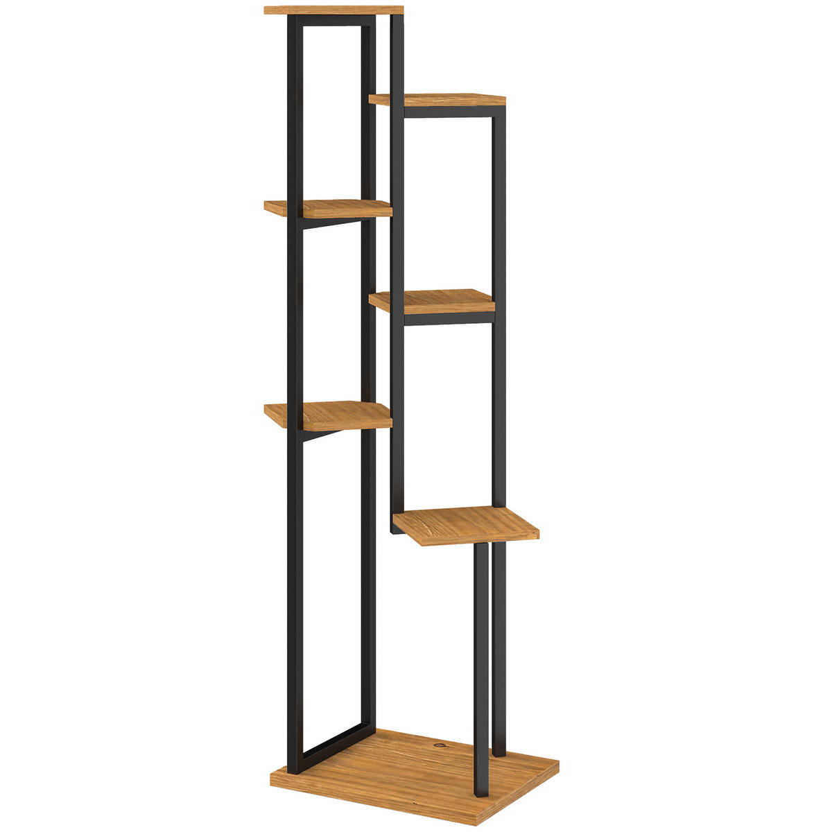 PFLANZENSTÄNDER DE-05419 7 Ebenen, gestuft, Holz/Stahl Hellbraun - Braun, Holz (56/44/130cm) - ComfortXL