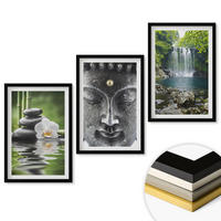 WANDBILDER 3er-Set - 40x60 cm Schwarzer Rahmen - Harmoniesteine Wasser Buddha - Schwarz, Kunststoff (40/60cm) - ArtPrintCave