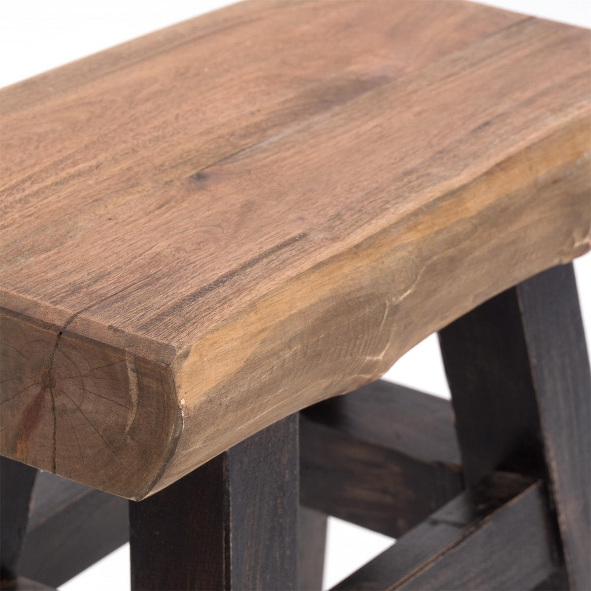 HOCKER VINTAGE 40 Massivholz 04 schwarz-natur - Graubraun, Holz (45/43/27cm) - DESIGN DELIGHTS