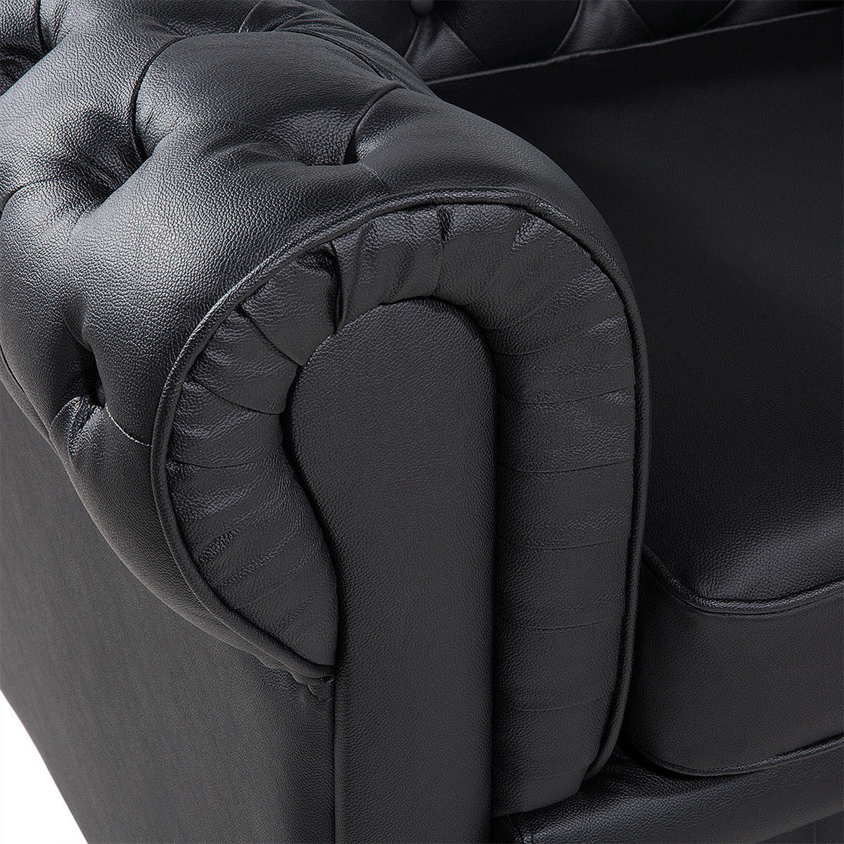SESSEL Leder schwarz Chesterfield - Schwarz/Braun, Leder (108/70/77cm) - Beliani