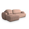 ECKSOFA MODENZA N L-S Rosa Boucle-Stoff mit Schlaffunktion - Rosa, Holz (266/148cm) - MASSENO