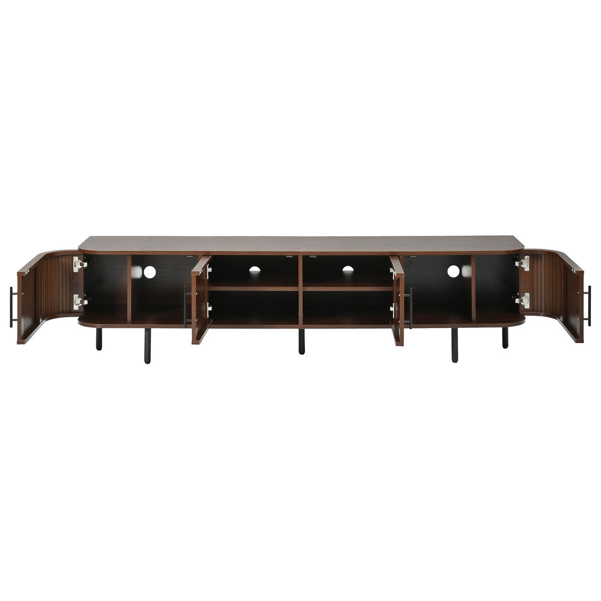 TV komoda 180/40/45 cm s pletenom frontom, 4 vrata i željeznim nogama u izgledu oraha - boje oraha/prirodne boje, drvni materijal (180/45/40cm) - CHICFURN