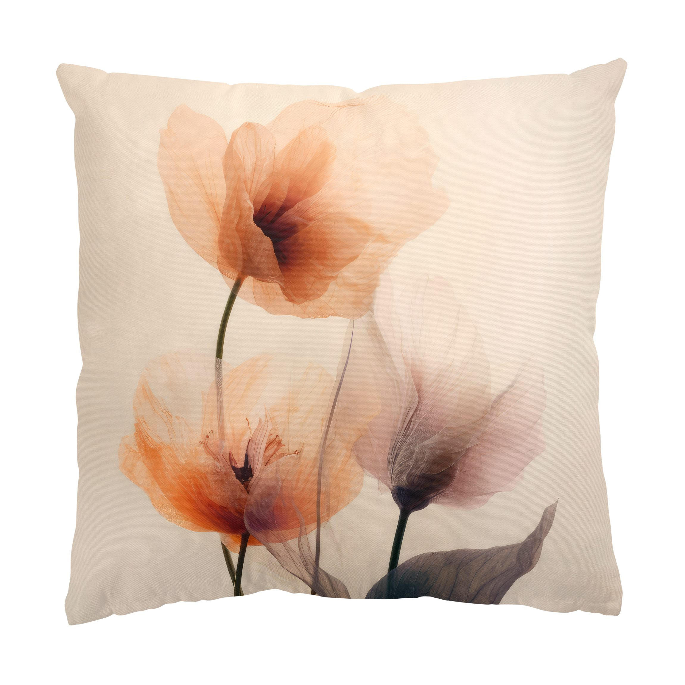 KISSENBEZUG Pergamentblumen I 40/40 cm - Eichefarben, Textil (40/40cm) - Bilderwelten