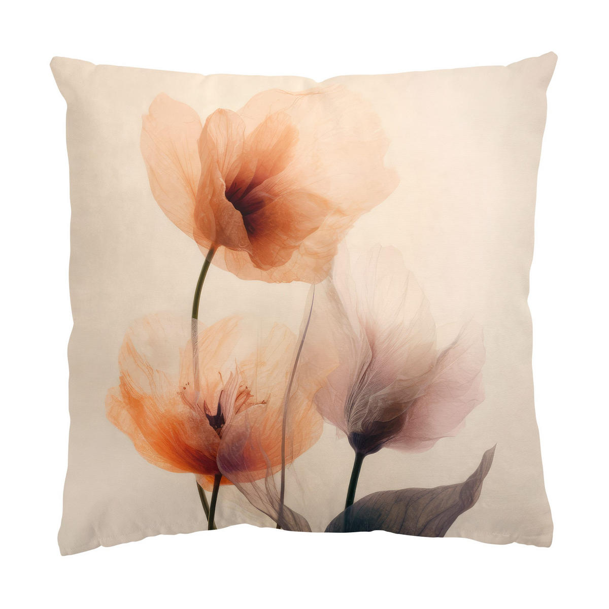 KISSENBEZUG Pergamentblumen I 40/40 cm - Eichefarben, Textil (40/40cm) - Bilderwelten