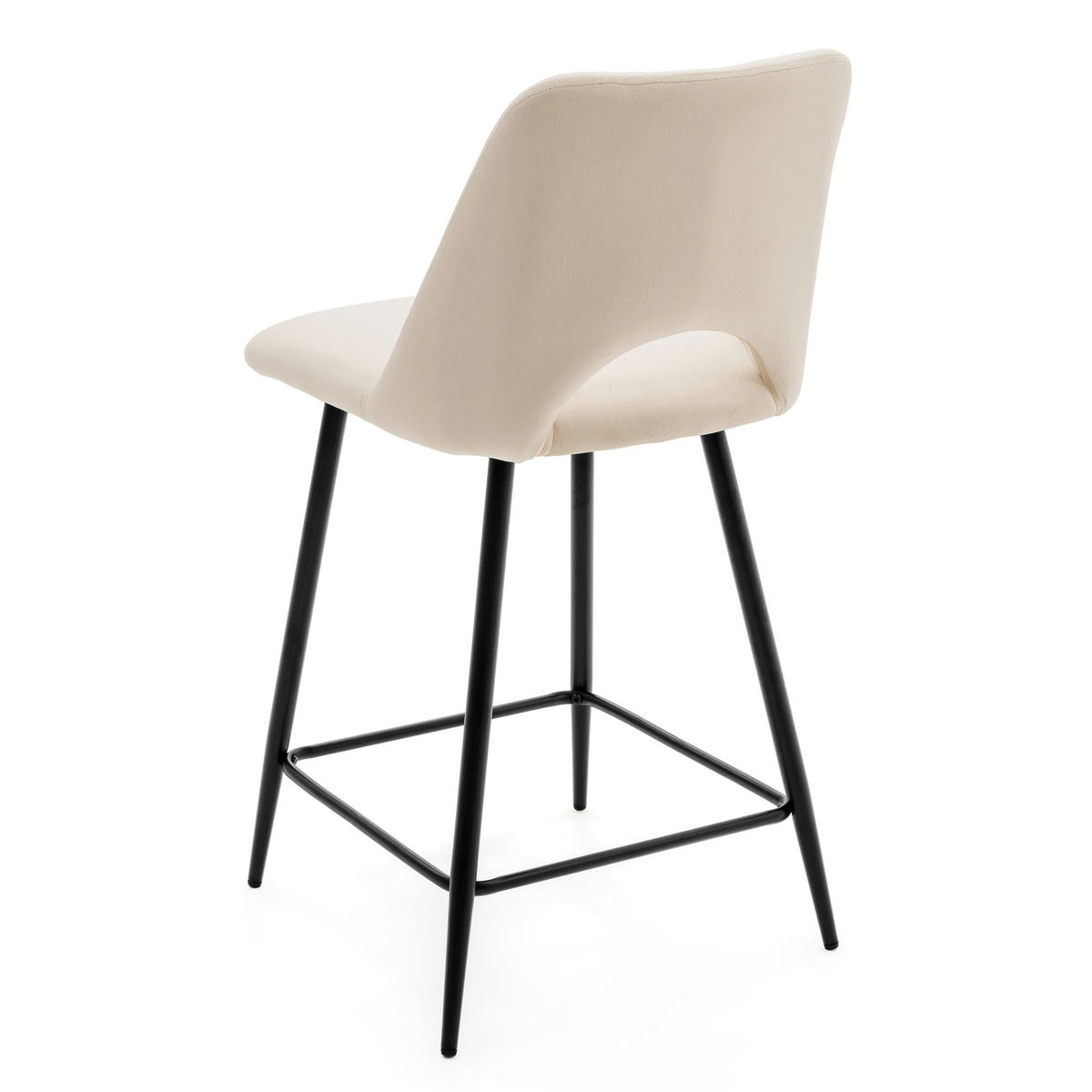 BARHOCKER ORO gepolsterter mit Steppung - beige - Samt Velour - Beige/Schwarz, Textil/Metall (48/94/55cm) - NEW HOME