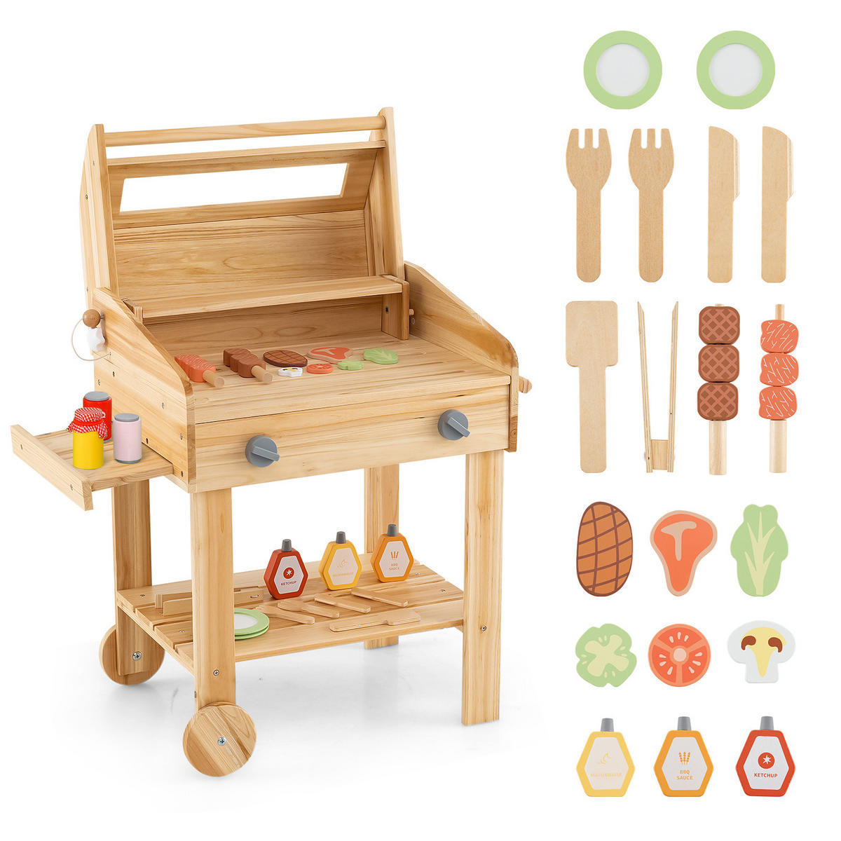 KINDERKÜCHE Outdoor Natur - Naturfarben, Holz (53/36/63cm) - COSTWAY