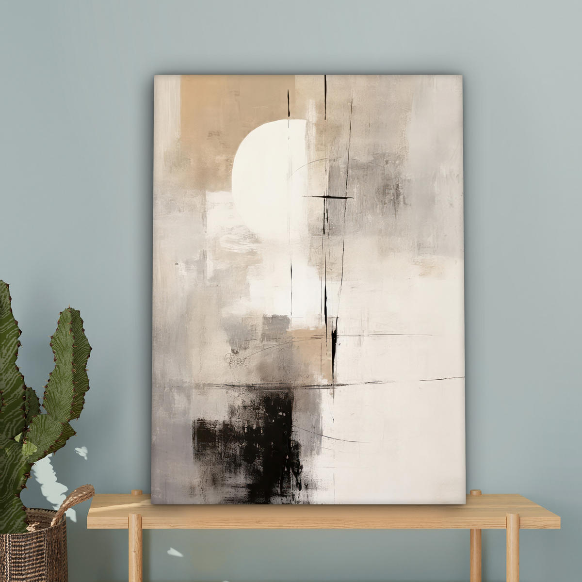 LEINWANDBILD Abstrakt - Kunst - Grau 60x80 cm - Hellgrau, Textil (60/80cm) - MuchoWow