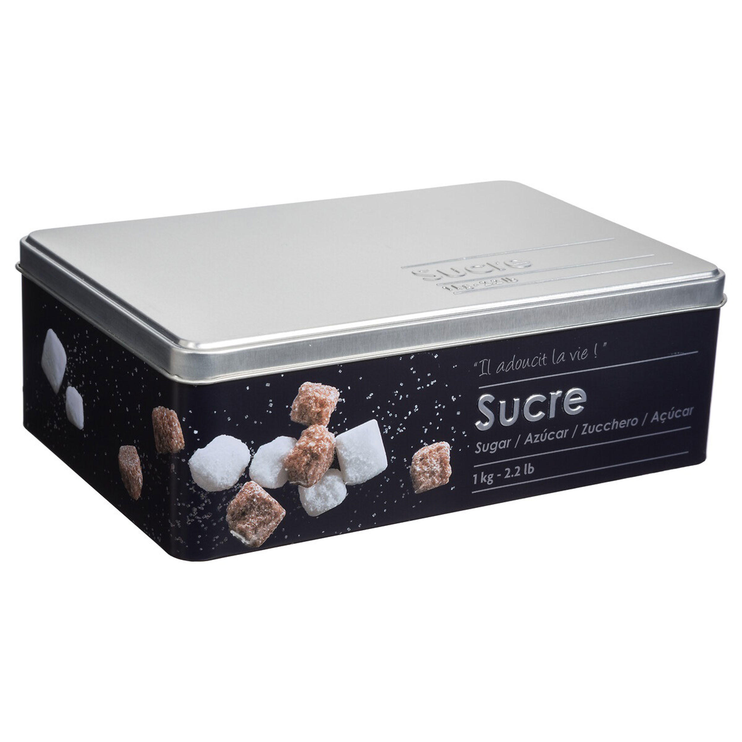 WÜRFELZUCKERDOSE Black Edition, Weißblech, Schwarz, für 1 kg - Schwarz, Metall (20.5/6.8cm) - 5five Simply Smart