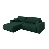 ROHOVÁ SEDAČKA s funkcí spaní, otoman vlevo BERY-L 276x193x88 zelená velur - černá/zelená barva, kompozitní dřevo/textil (276/193cm) - ALTDECOR
