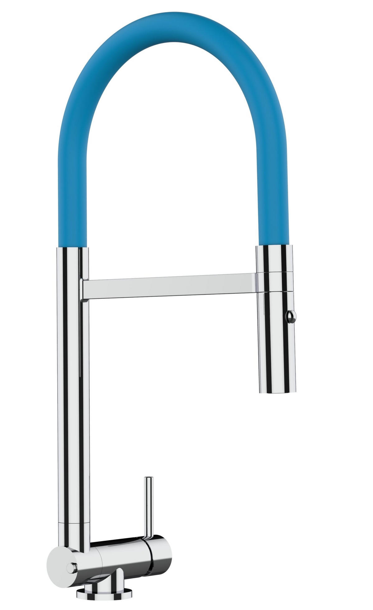 VORFENSTER-KÜCHENARMATUR, Umklappbar 4,5 CM, Verchromt und Hellblau, 2-Strahl-Brause - Hellblau, Metall (21.3/44.4/21.3cm) - VIZIO