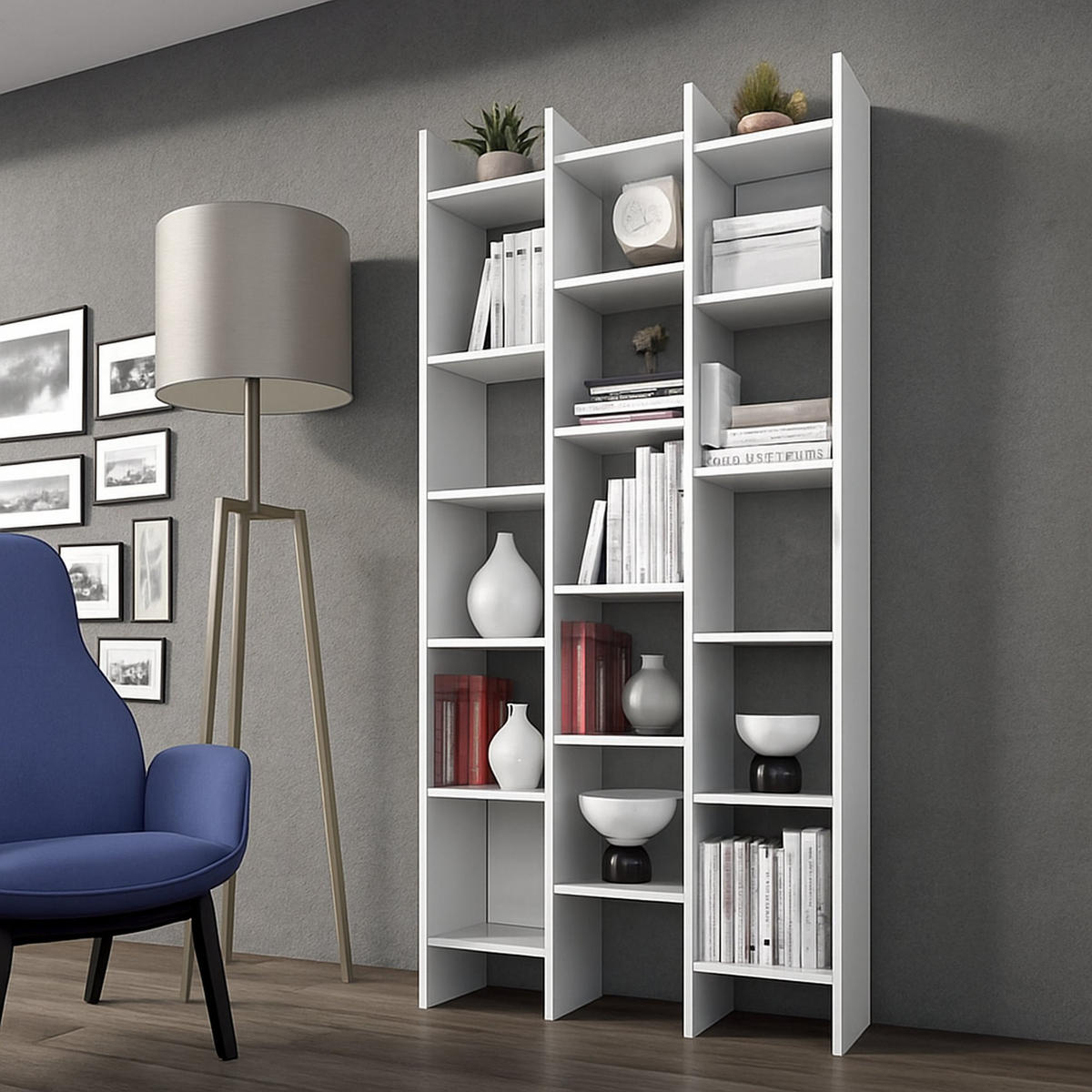 BÜCHERREGAL Weiß 29/96/192 cm - Weiß, Holzwerkstoff (96/192/29cm) - DMORA