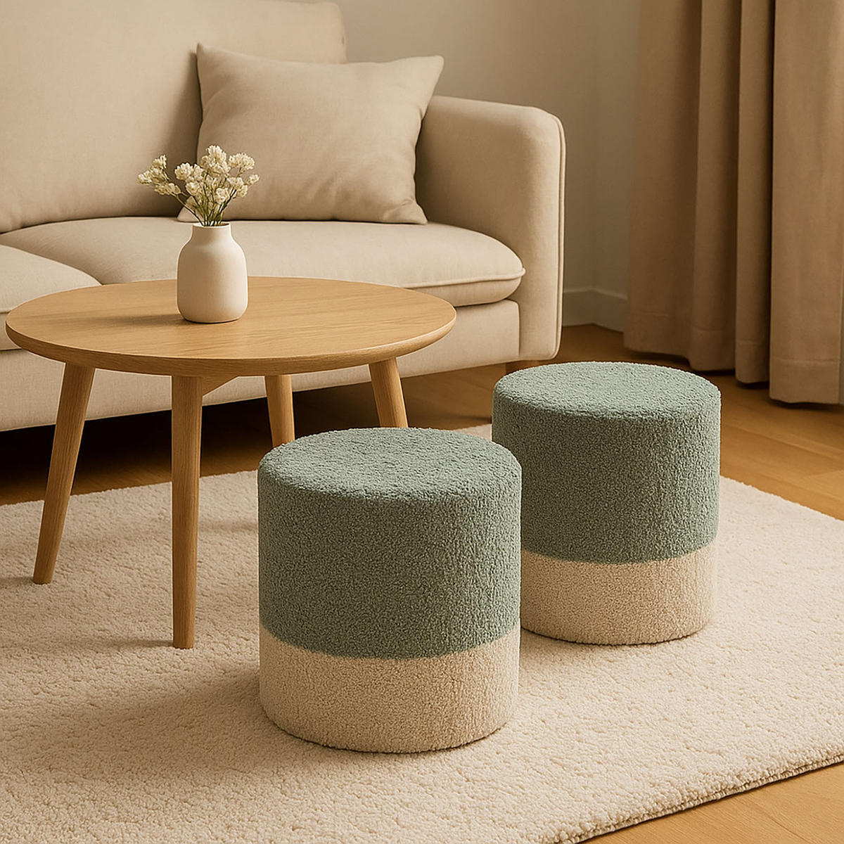 BOUCLE zweifarbig 35/35/34 cm - Blau, Textil (35/34/35cm) - Home Styling Collection