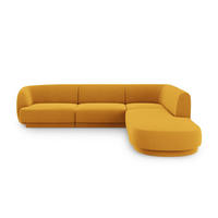 ECKSOFA rechts Miley aus Samt gelb 6 Sitzplätze - Gelb, Textil (248/255cm) - Micadoni