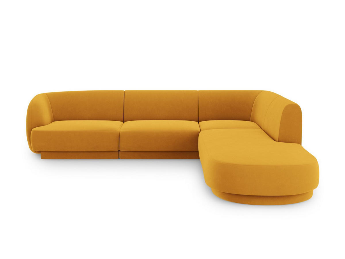 ECKSOFA rechts Miley aus Samt gelb 6 Sitzplätze - Gelb, Textil (248/255cm) - Micadoni