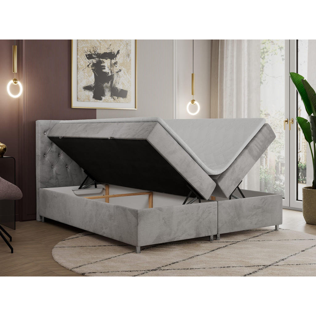 Thumbnail - Xxxl Boxbett, Hellgrau, Textil, 2-Sitzer, H3, 7-Zonen, Rechteckig, 200x200 cm, Oeko-Tex®, Schlafzimmer, Betten, Boxsprin...