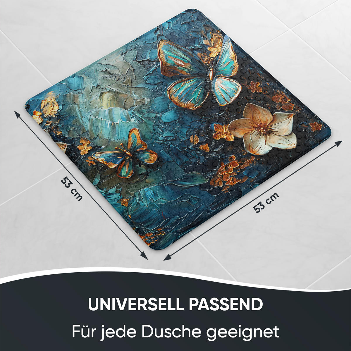 BADEMATTE Mariposa - Blau, Kunststoff (53/53cm) - Sanilo