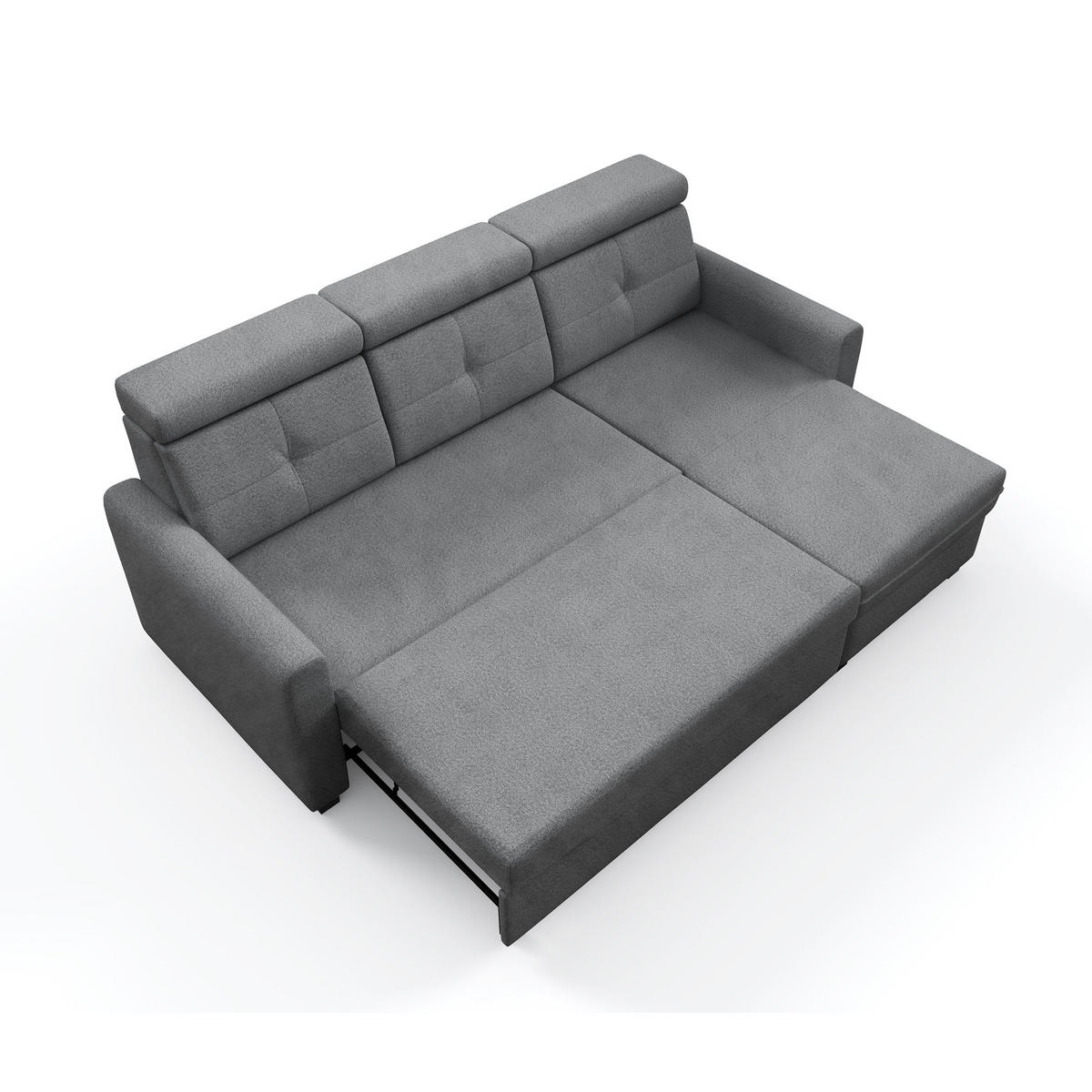 ECKSCHLAFSOFA Milano, Hellgrau, rechts - Hellgrau/Schwarz, Textil (217/166cm) - Beautysofa
