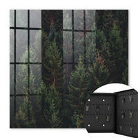 SCHLÜSSELBOX Schwarz 30x30 cm- Türöffnung nach rechts - Grüner Wald - Grün, Metall (30/30/5cm) - TULUP