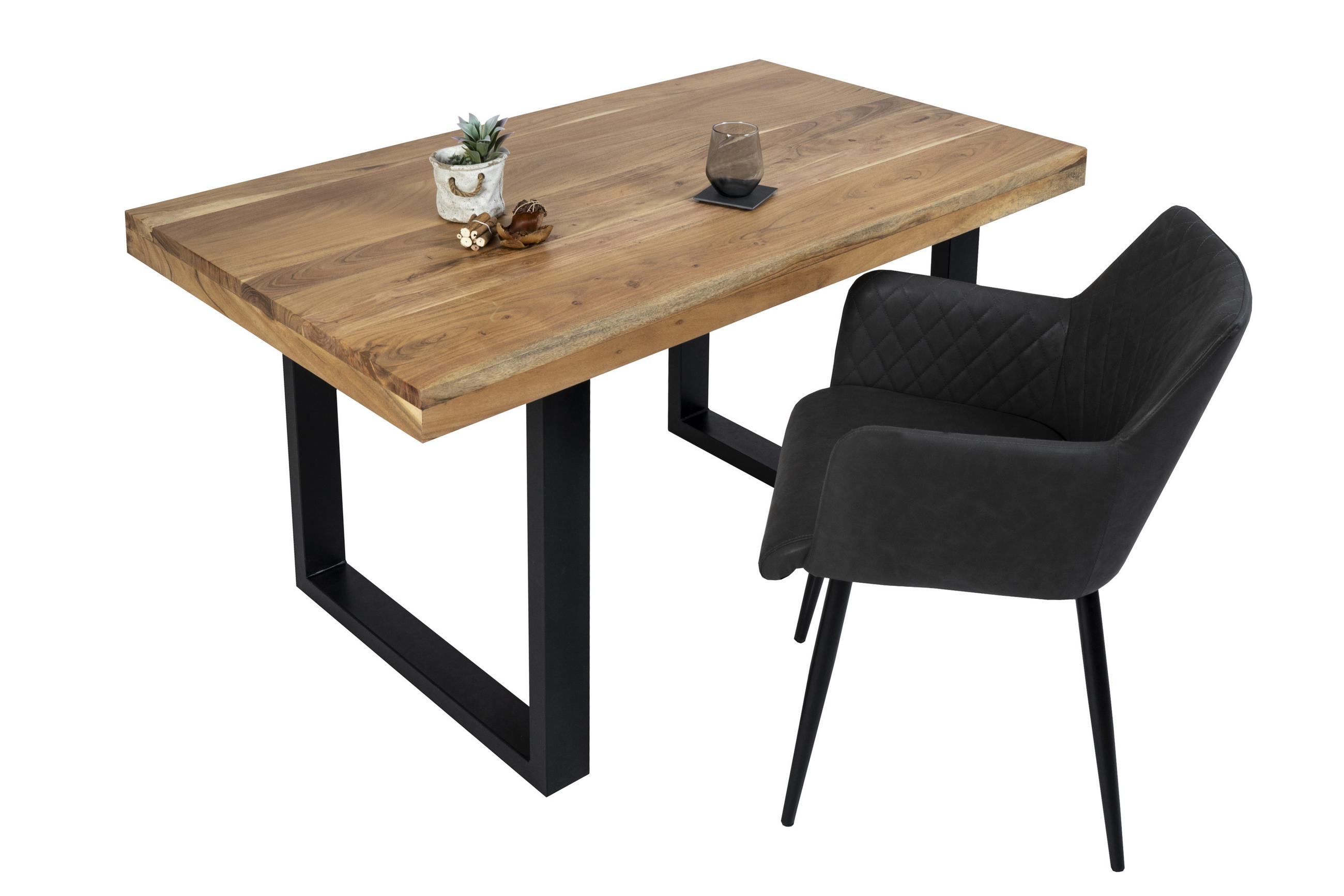 ESSTISCH RIO - Beige/Schwarz, Holz/Metall (85/160/77cm) - SAM