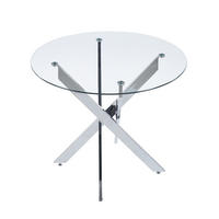 ESSTISCH 80/80/75 cm silber aus Glas und Metall mit pflegeleichter Tischplatte - Silberfarben, Metall (80/80/75cm) - OKWISH