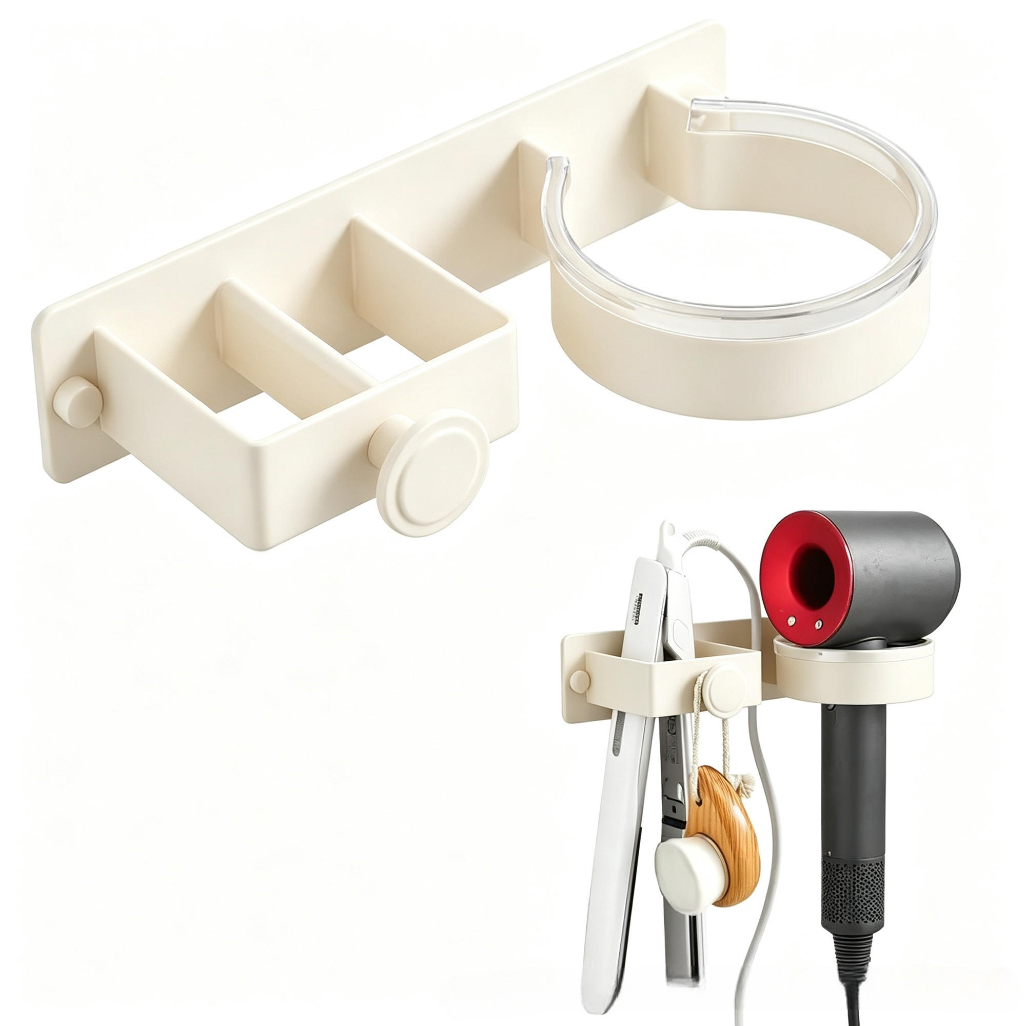HAARTROCKNERHALTER – Weiß – 2-in-1 - Weiß, Metall (23/5/12cm)