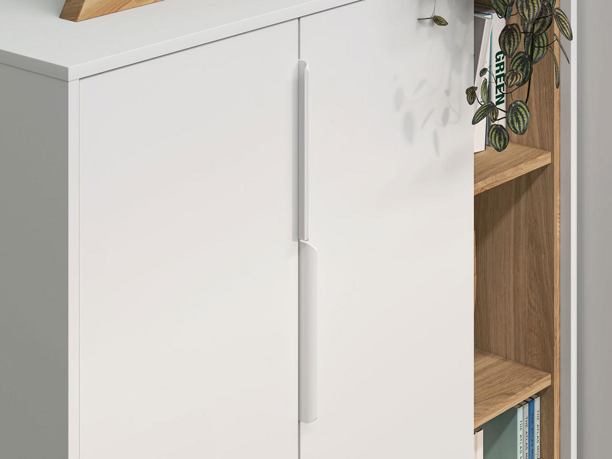 HIGHBOARD Torino Weiß / Eiche Castello / Graphit 101 / 40 / 140cm - Weiß, Holz/Holzwerkstoff (101/140/40cm) - Feldmann-Wohnen