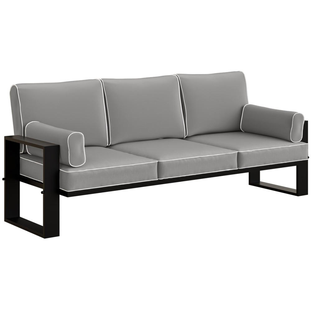 LOUNGESOFA 3-Sitzer Verdino mit Metallrahmen 215 cm anthrazit - Anthrazit, Metall (215/90/87cm) - Beautysofa