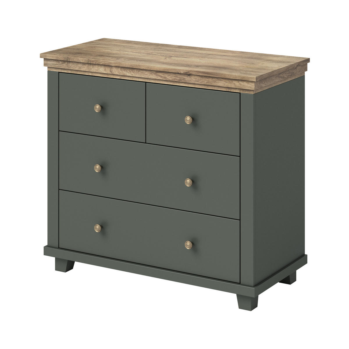 KOMMODE EVOLETTA 90/81/42 cm mit 4 Schubladen Grün - Grün, Holzwerkstoff (90/81/42cm) - MASSENO
