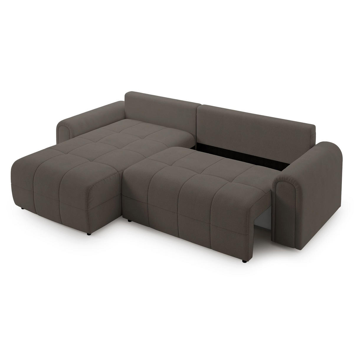 ECKSOFA Simolla Taupe links - Graubraun/Schwarz, Kunststoff/Textil (268/180cm) - Selsey
