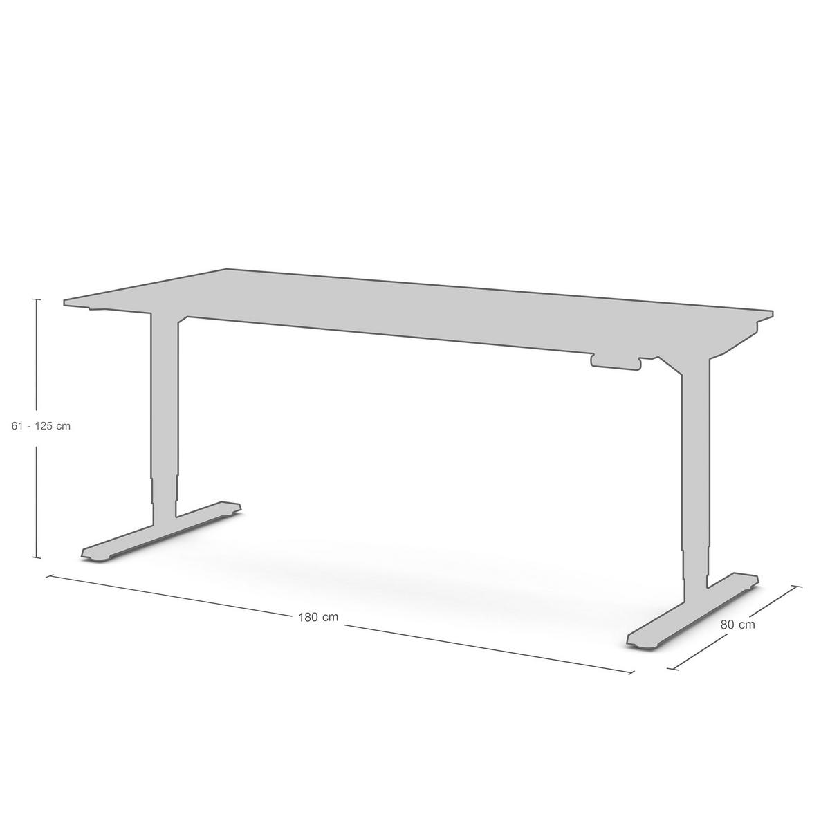 SCHREIBTISCH Elektrisch höhenverstellbarer Schreibtisch Y-Line Eiche Tabak Signalweiß 180/80/62-127cm - Eiche Wotan/Weiß, Holzwerkstoff/Metall (80/180/127cm) - ASSMANN