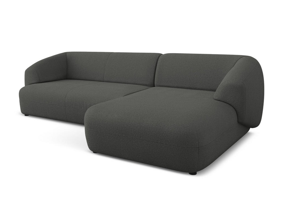ECKSOFA Rechts Bouclé Stoff Grau - Schwarz/Graphitfarben, Kunststoff/Textil (280/156cm) - Makamii