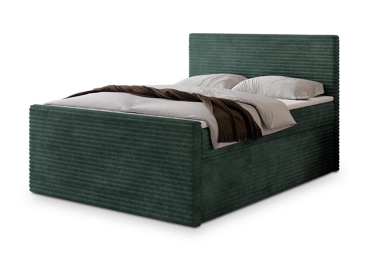 POSTEL BOXSPRING NOLEN 160x200 cm, s matrací a úložným prostorem, tmavě zelená - tmavě zelená, kompozitní dřevo/textil (160/200cm) - MASSENO