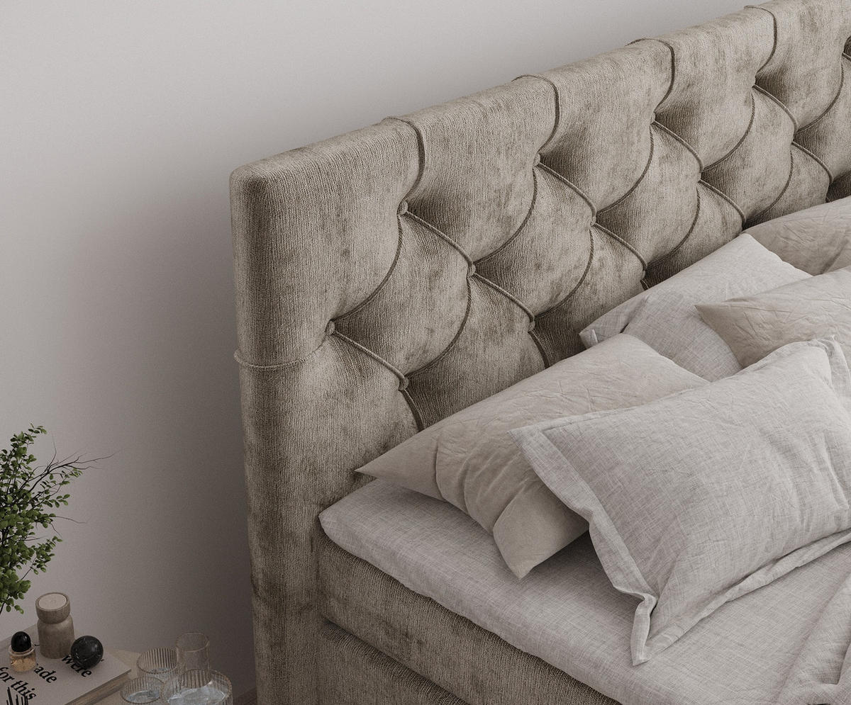 BOXSPRINGBETT Hugo Beige 160/200 cm - Beige/Schwarz, Holz/Holzwerkstoff (160/200cm) - Maison de Reve