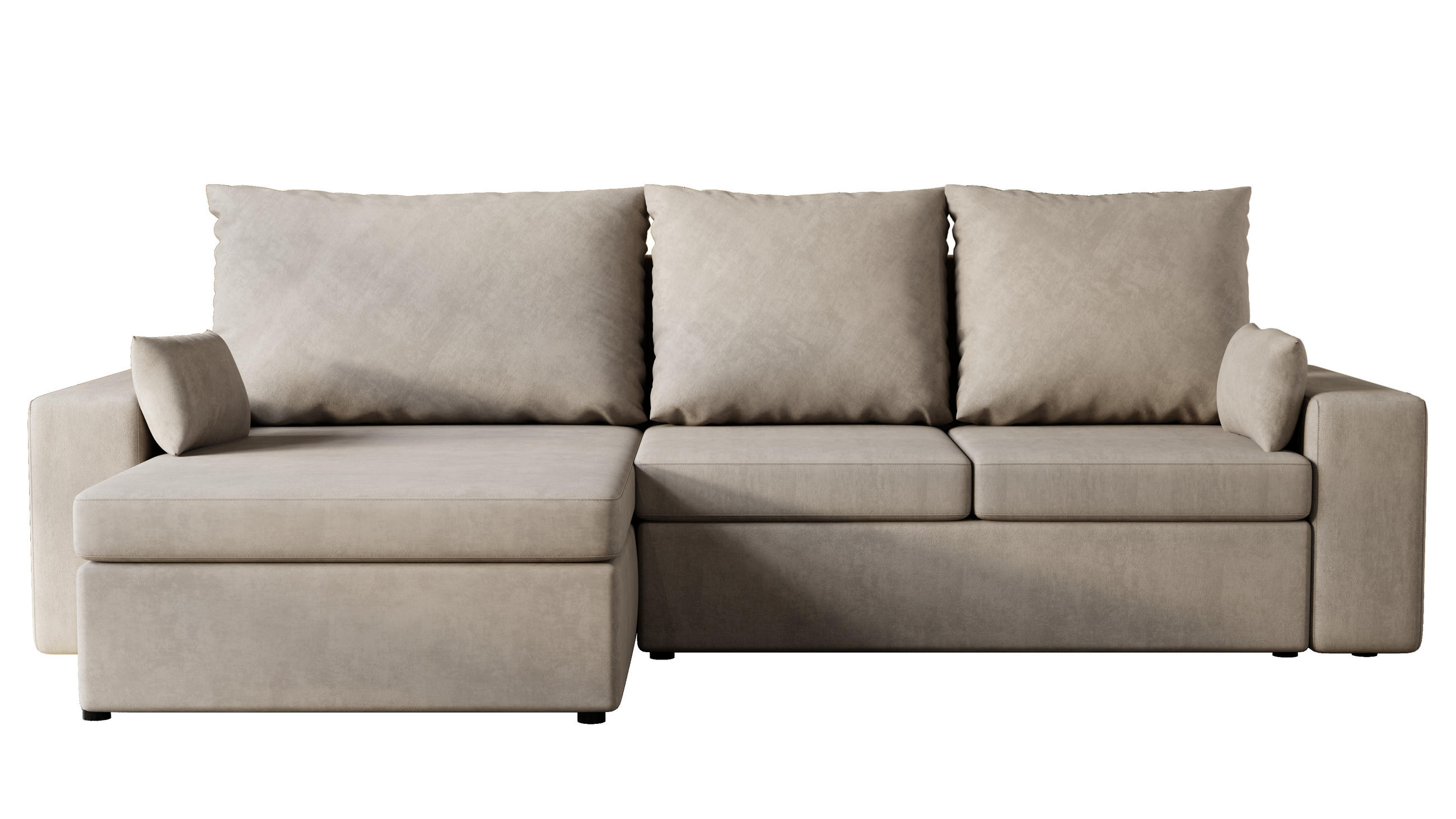 ECKSOFA Paco mit Bettkasten und Schlaffunktion, L-Form/XL-Form, Velourstoff, Universal - Weiß, Holzwerkstoff (276/145cm) - 4ALL HOME