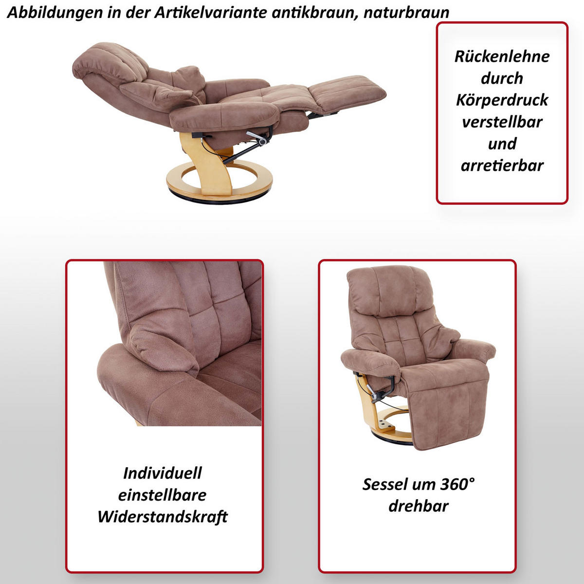 RELAXSESSEL 2 Anthrazit - Anthrazit, Textil (90/105/82cm) - MCA
