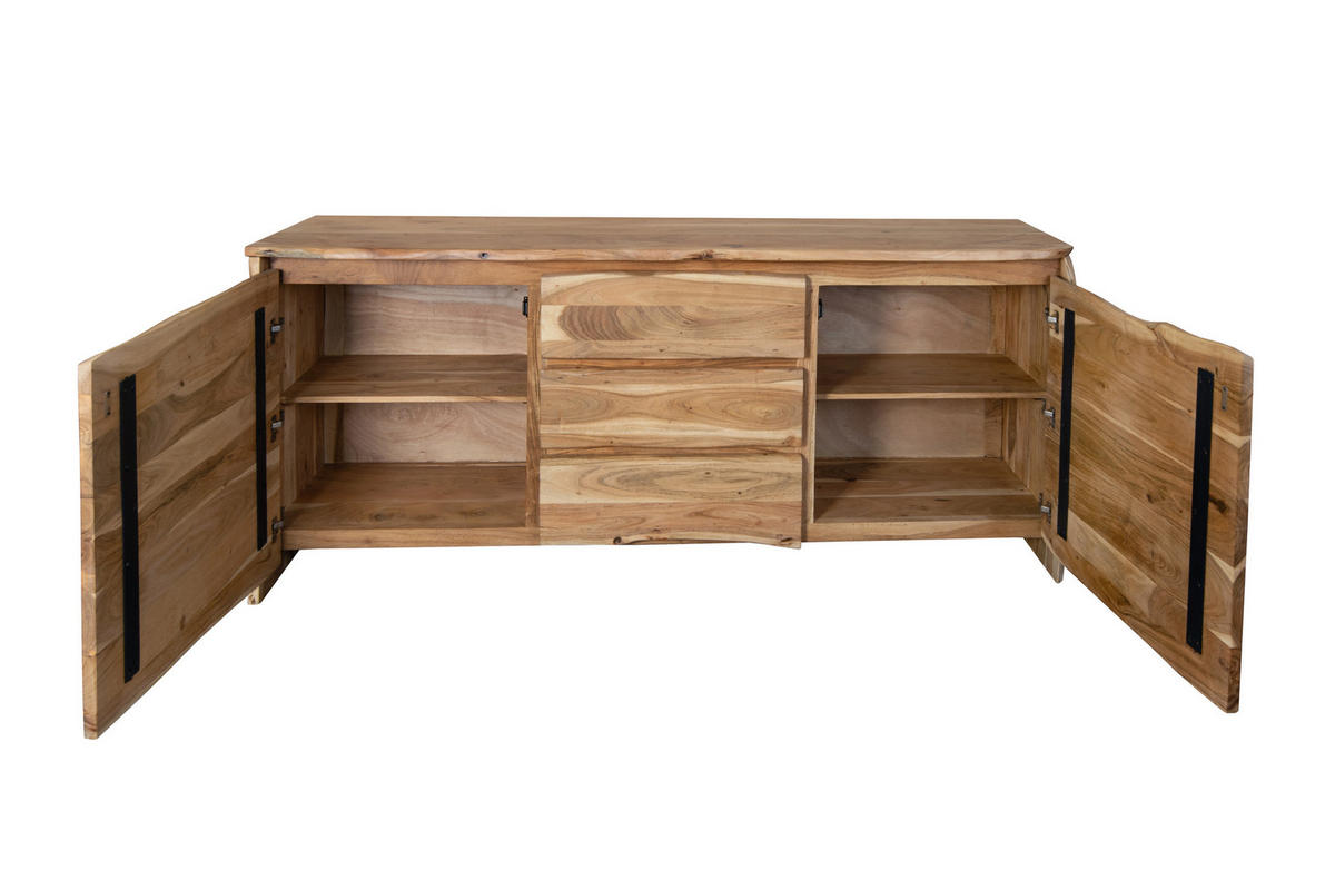 SIDEBOARD DAHLIA - Beige/Naturfarben, Akazienholz/Holz (200/90/45cm) - SAM