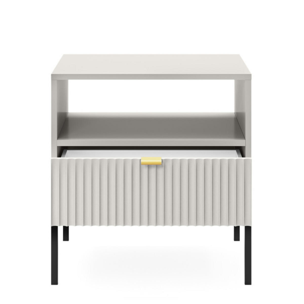 NACHTTISCH NANAIMO STO2-1S Profilierte Fronten, Grau - Grau, Holzwerkstoff/Kunststoff (54/56/39cm) - Komodee