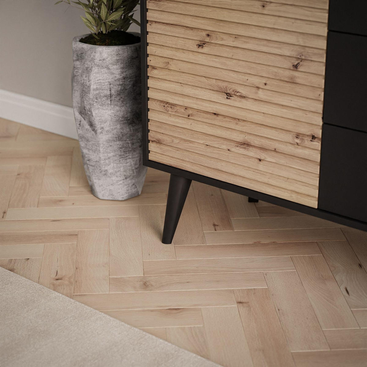 KOMMODE CONE KSZ154 - Eichefarben/Schwarz, Holzwerkstoff (154/83/39cm) - Lookway
