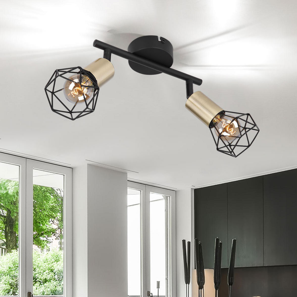 DECKENLEUCHTE Metall Schwarz Drahtgeflecht - Schwarz, Metall (22/8/20cm)