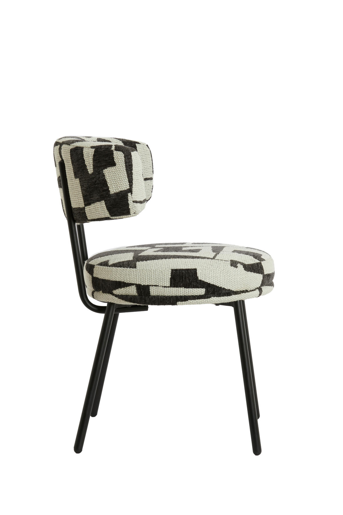 ESSZIMMERSTUHL Harvie Weiß 57/55/77 cm - Schwarz/Weiß, Textil (55/77/57cm) - Light & Living