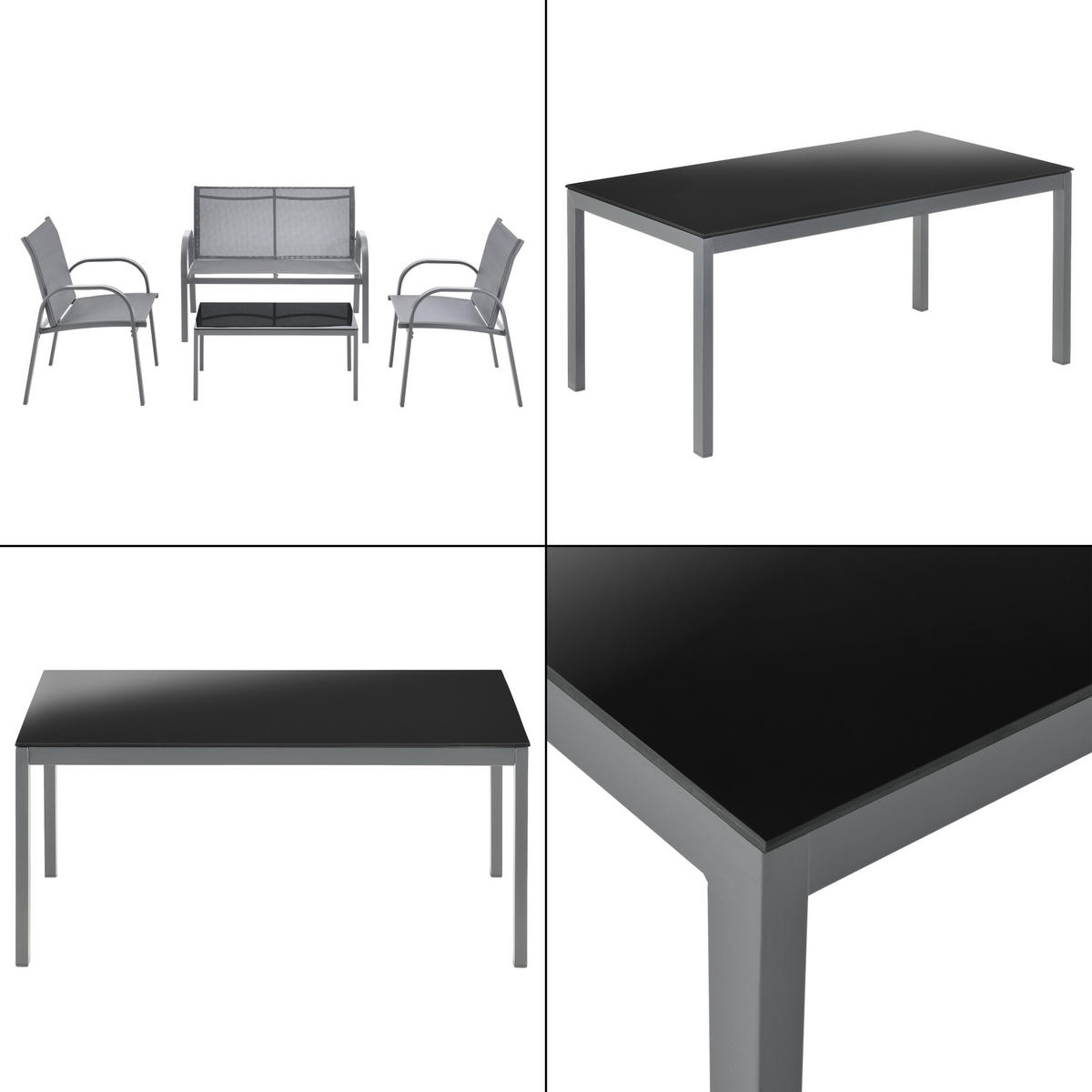 GARTENMÖBEL-SET 4 TLG. Gagra - Hellgrau, Metall - [en.casa]