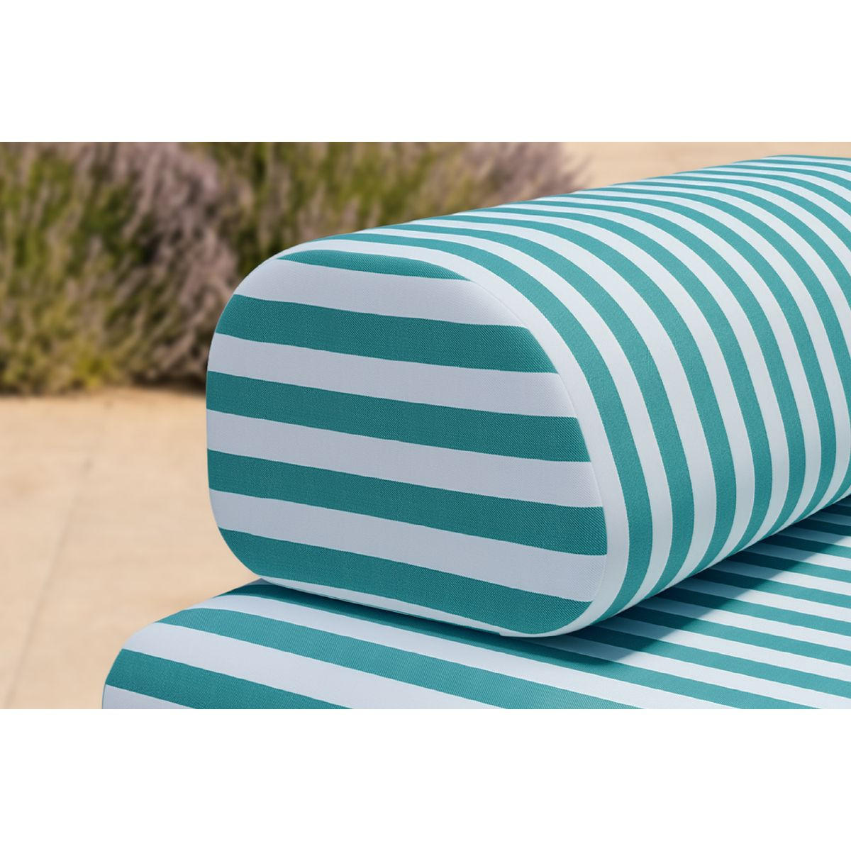 ZWEISITZER-GARTENSOFA mit Streifen in Weiß und Türkisblau - Türkis, Textil (95/70.5/148cm)