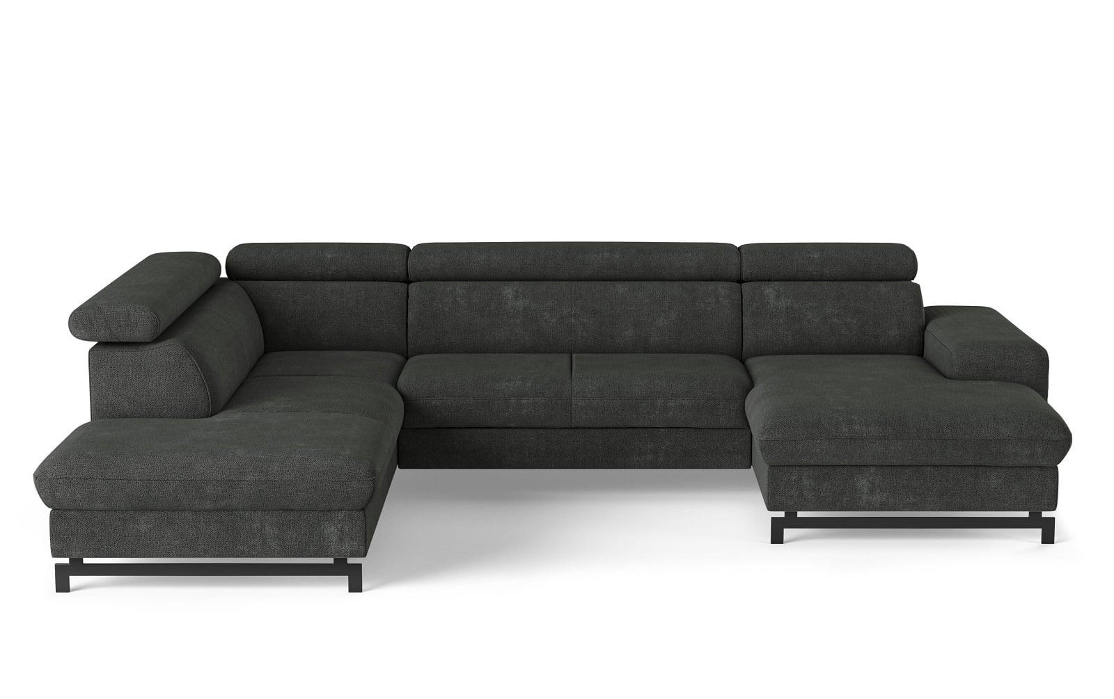 WOHNLANDSCHAFT mit Schlaffunktion und Bettkasten, Orlando-Stoff - Dunkelgrau/Schwarz, Kunststoff/Textil (328/81/215cm) - Cotta
